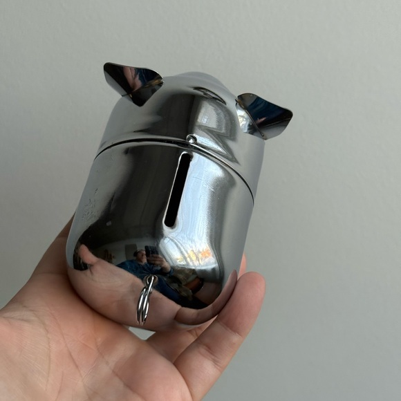 Pig Piggy Bank Metal Made in Hong Kong Minimalist Vintage Decor MCM - Picture 8 of 11